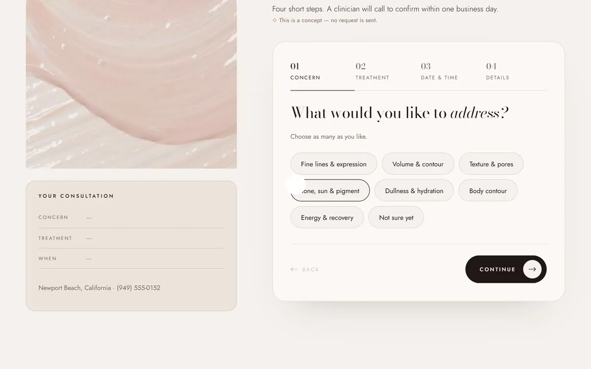 Online consultation booking flow
