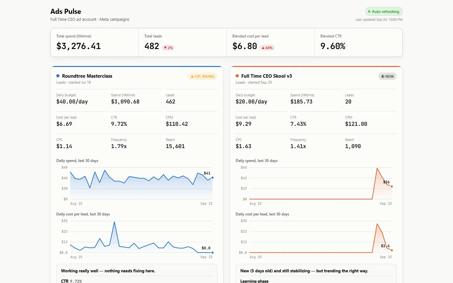 Ads Pulse dashboard
