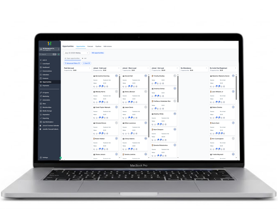 GoHighLevel CRM pipeline board