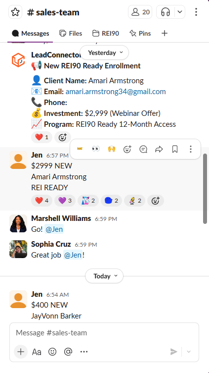 Transaction history