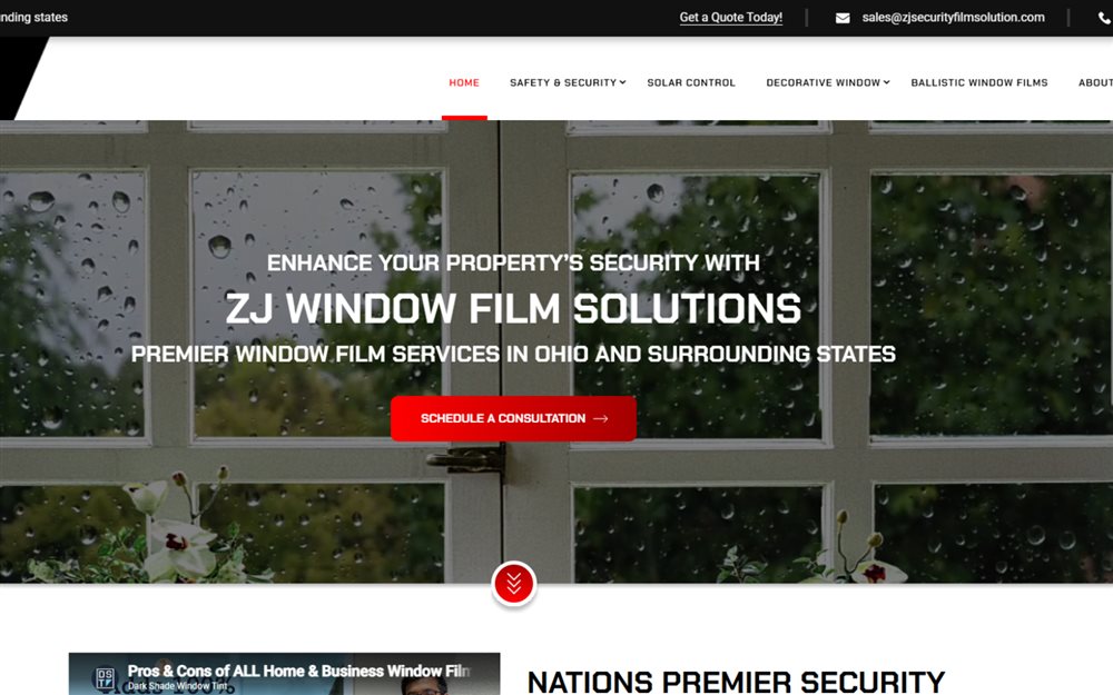 ZJ Window Film Solutions website