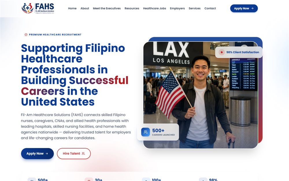 FAHS Fil-Am Healthcare Solutions website