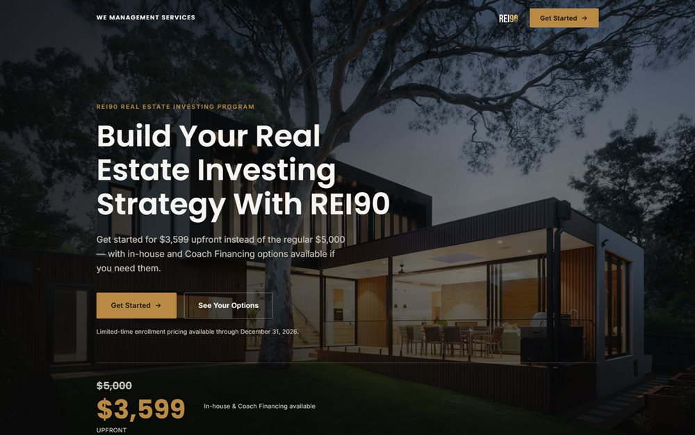 REI90 enrollment landing page redesign